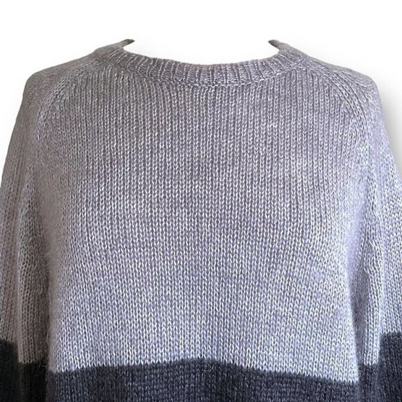 M Magaschoni Womens Sweater Sz L Gray Colorblock Mohair Wool Pullover Minimalist - Picture 3 of 7
